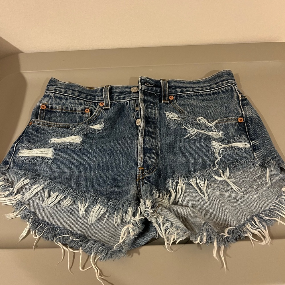 Distressed Denim Shorts